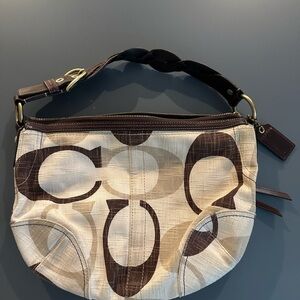 Coach Tan and Brown Shoulder Bag